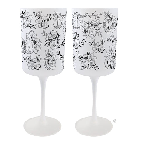 Female Floral Wine Glass